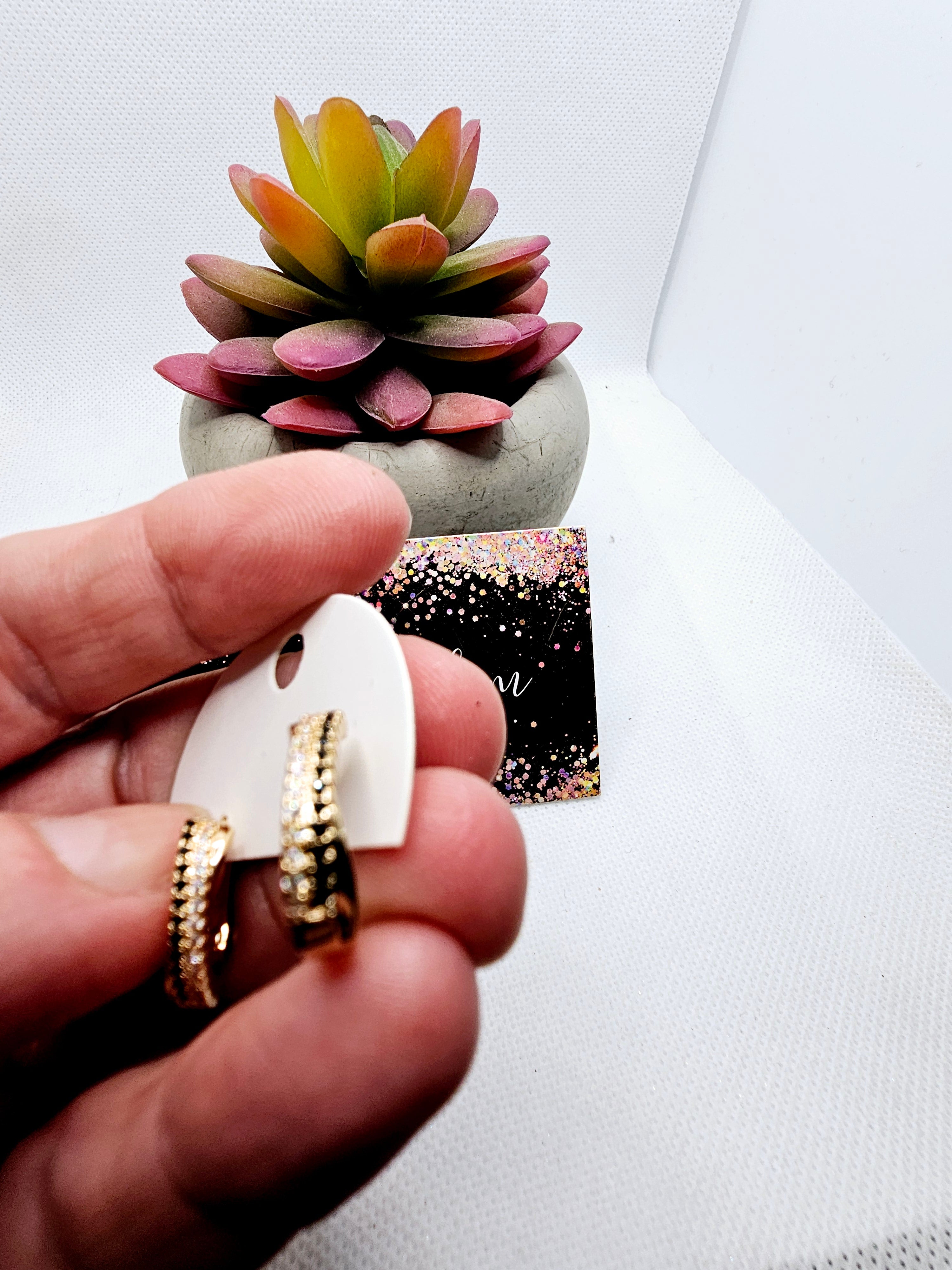 2556 Gold and Black Hoop Earrings
