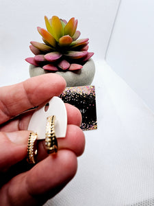 2556 Gold and Black Hoop Earrings
