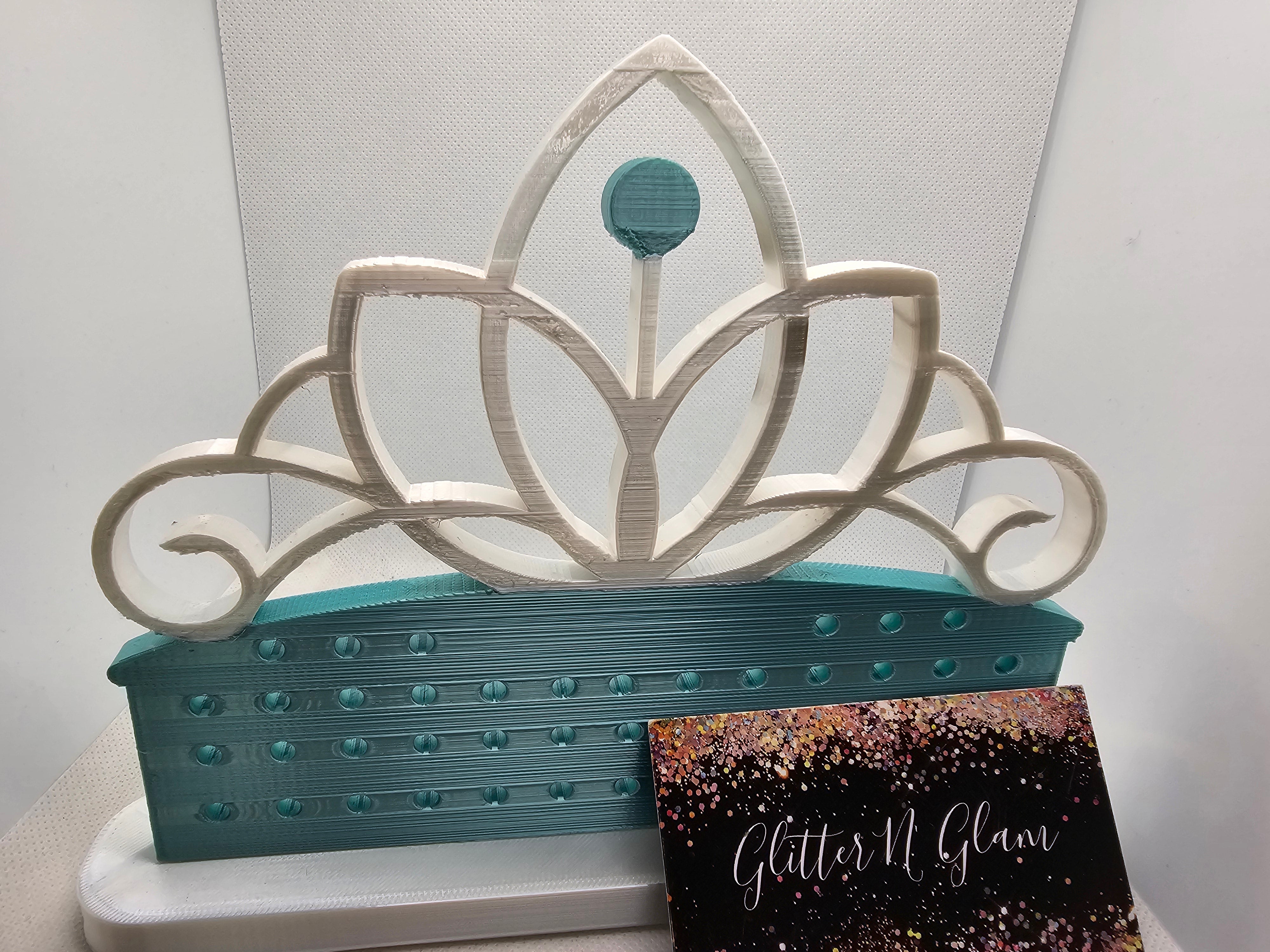 3D Teal/Pearl White Tiara Earring Holder
