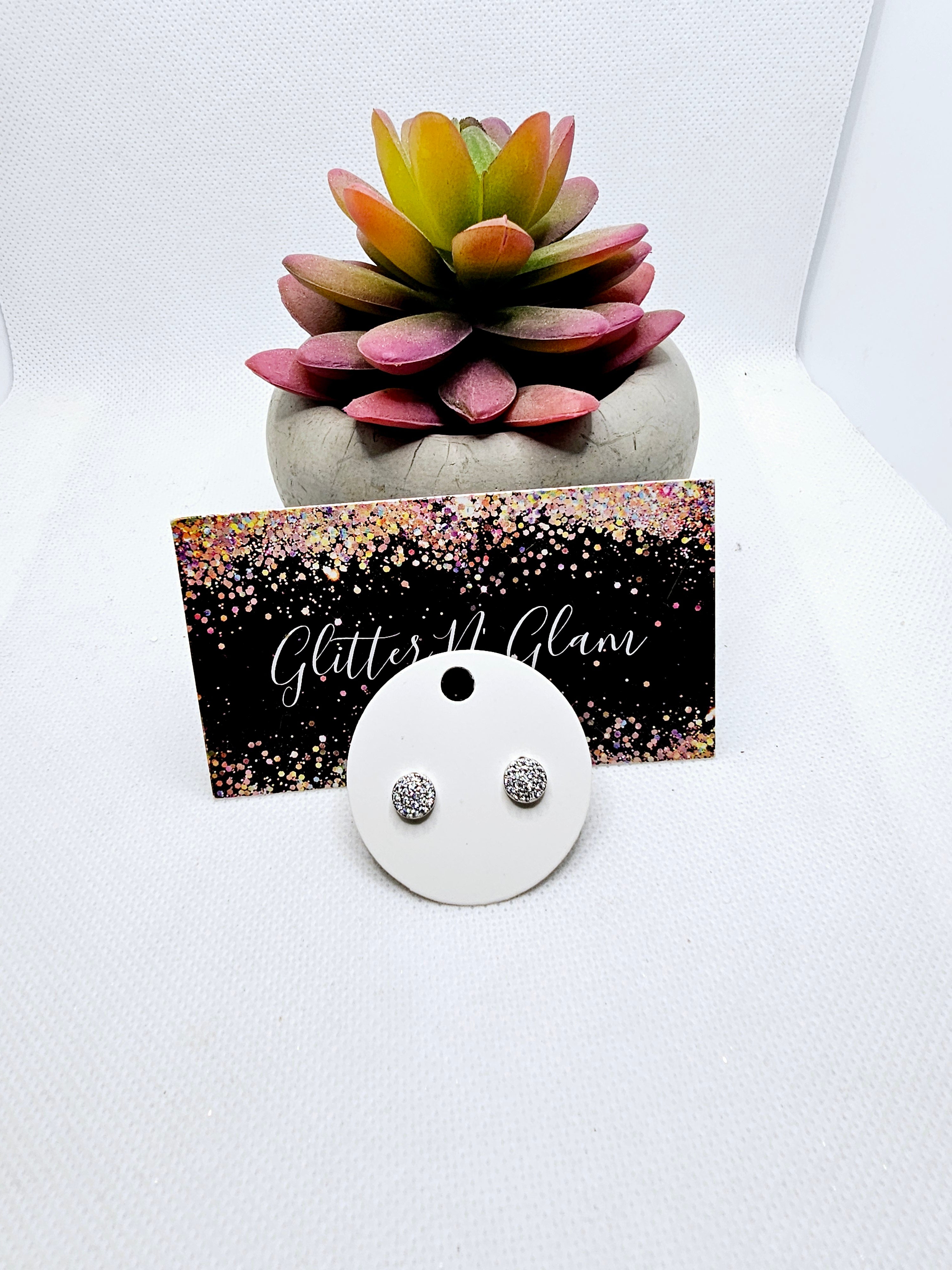 2547 Silver Mini Stud Earrings with Bling