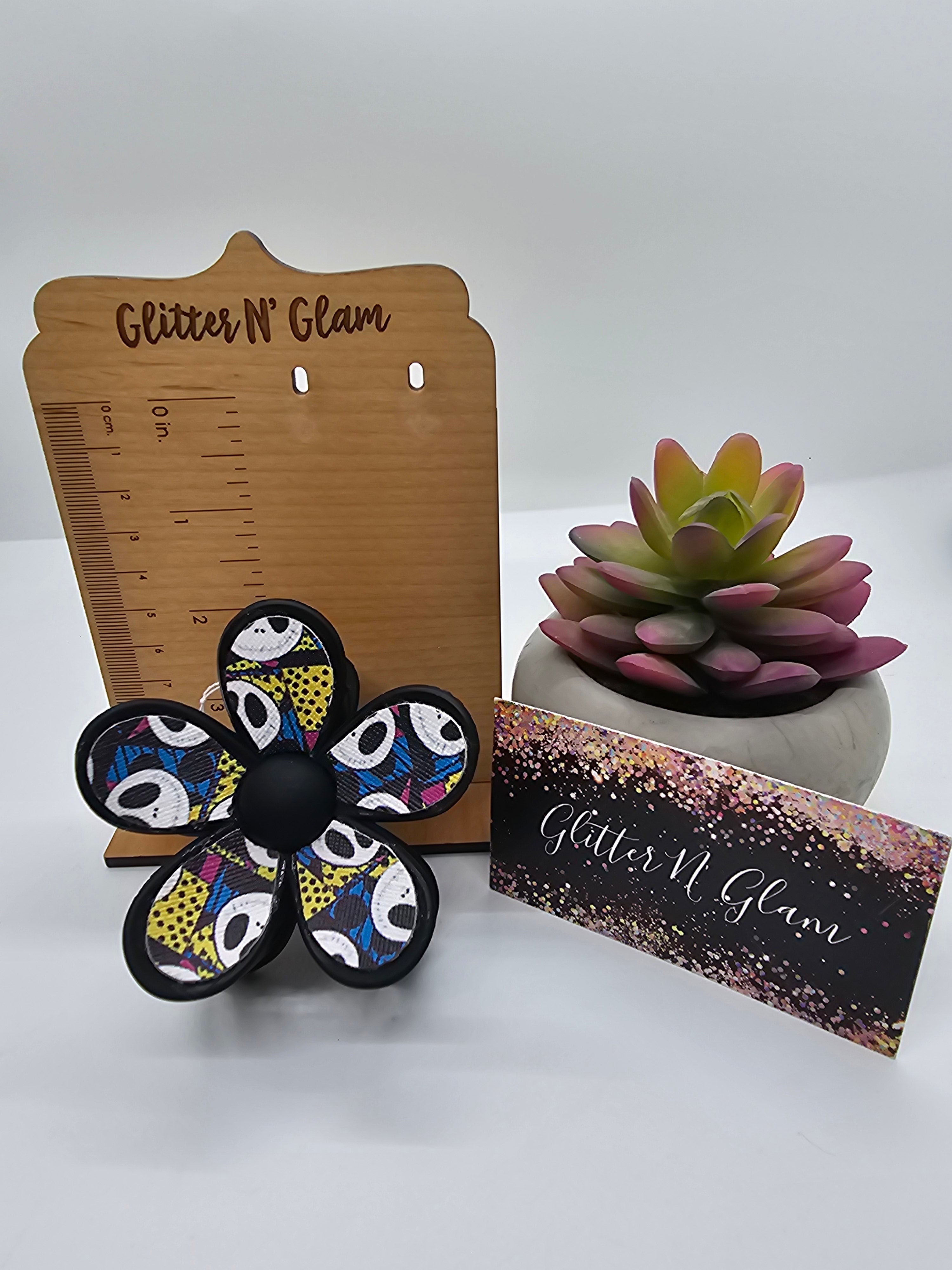 2930 Black NMBC Leather Flower Hair Claw Clip