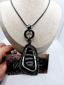 2587 Gunmetal And Silver Long Sweater Necklace