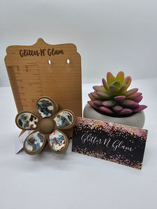 2629 Brown and Teal Leather Flower Hair Claw Clip