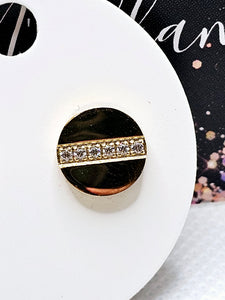 2544 Gold Stud Earrings with Bling Across the Middle