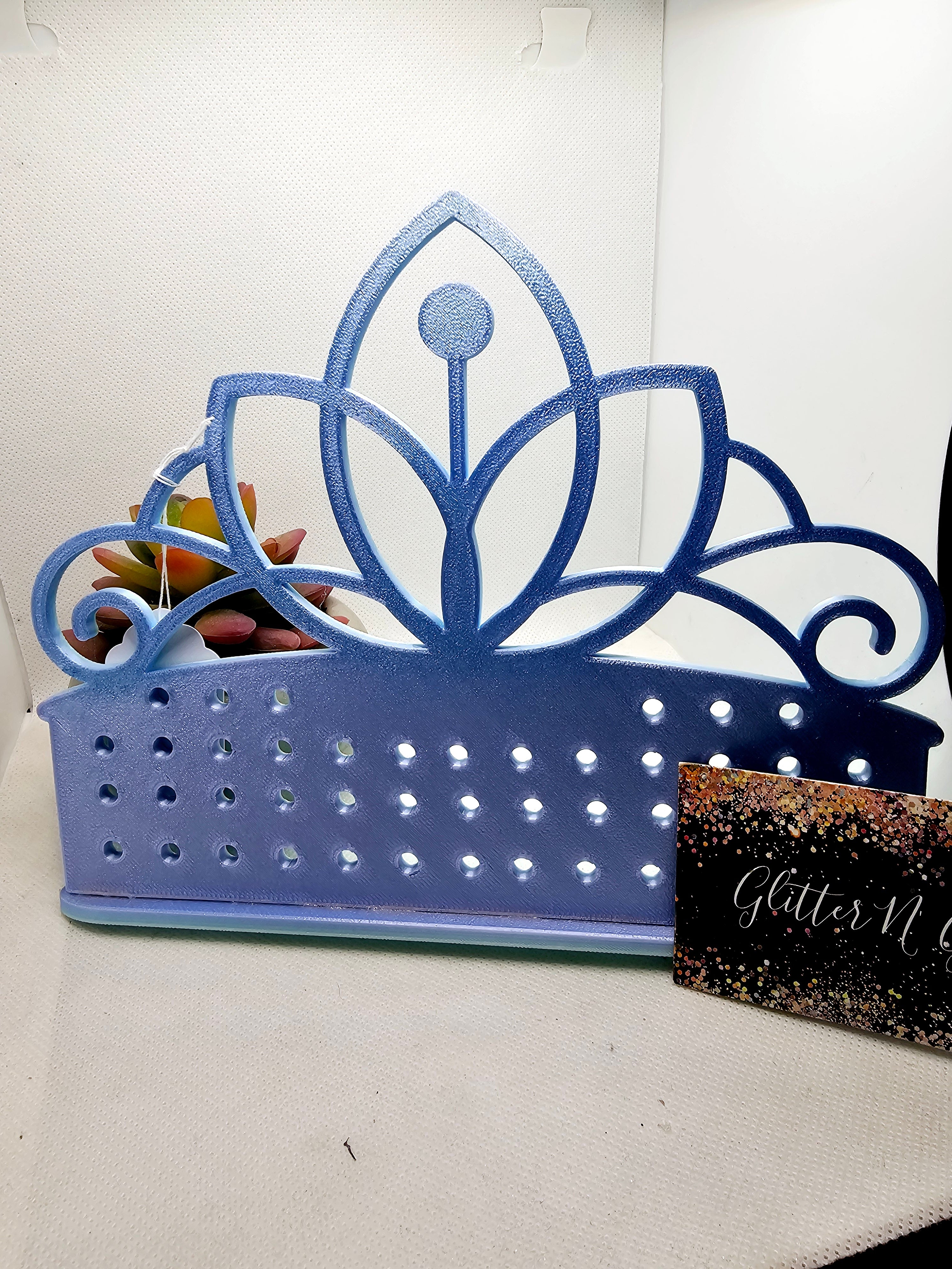 3D Blue and Pink Tiara Earring Holder