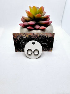 2524 Black Circle Stud Earrings