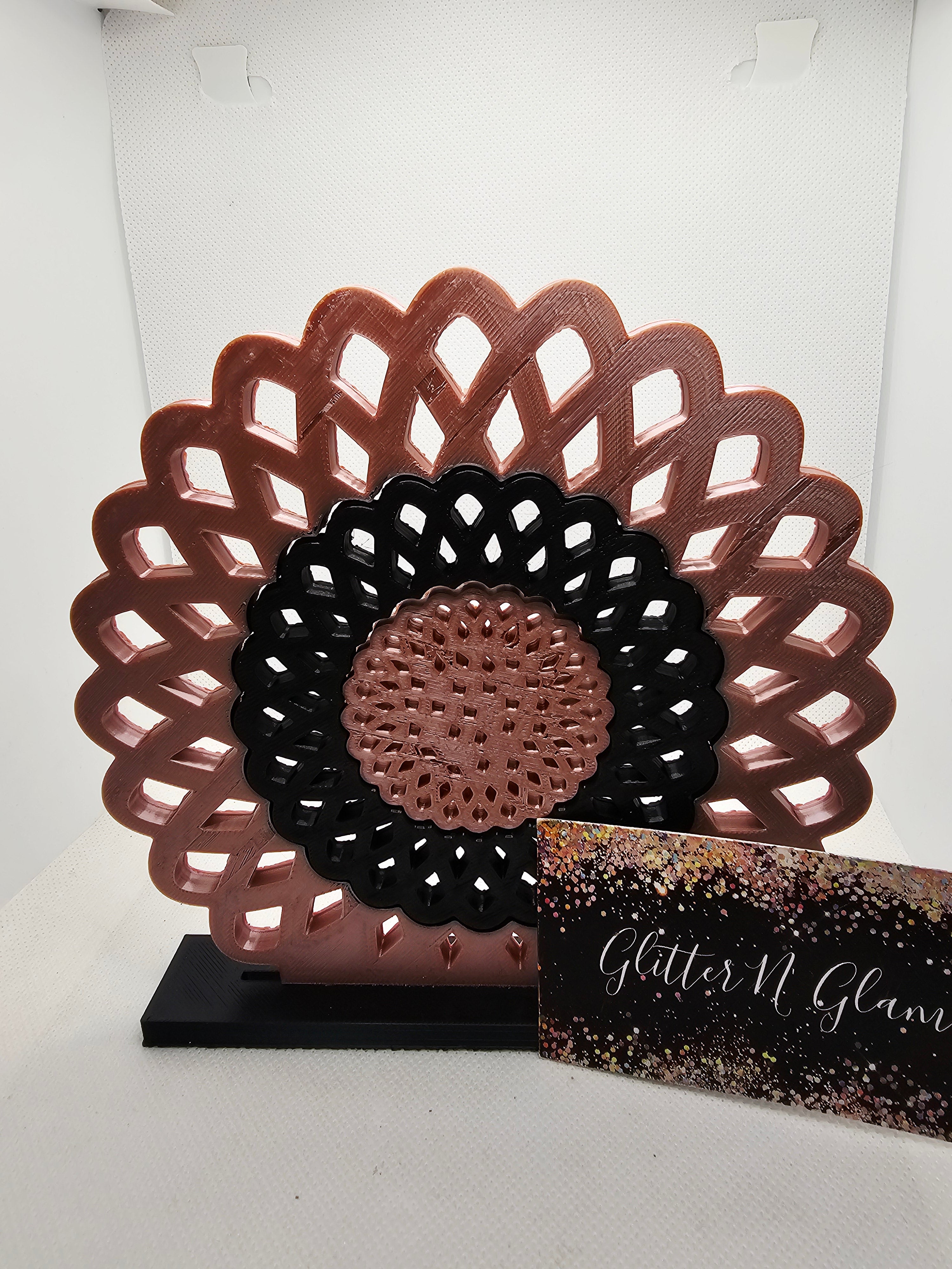 3D Rosegold/Black Flower Earring Holder