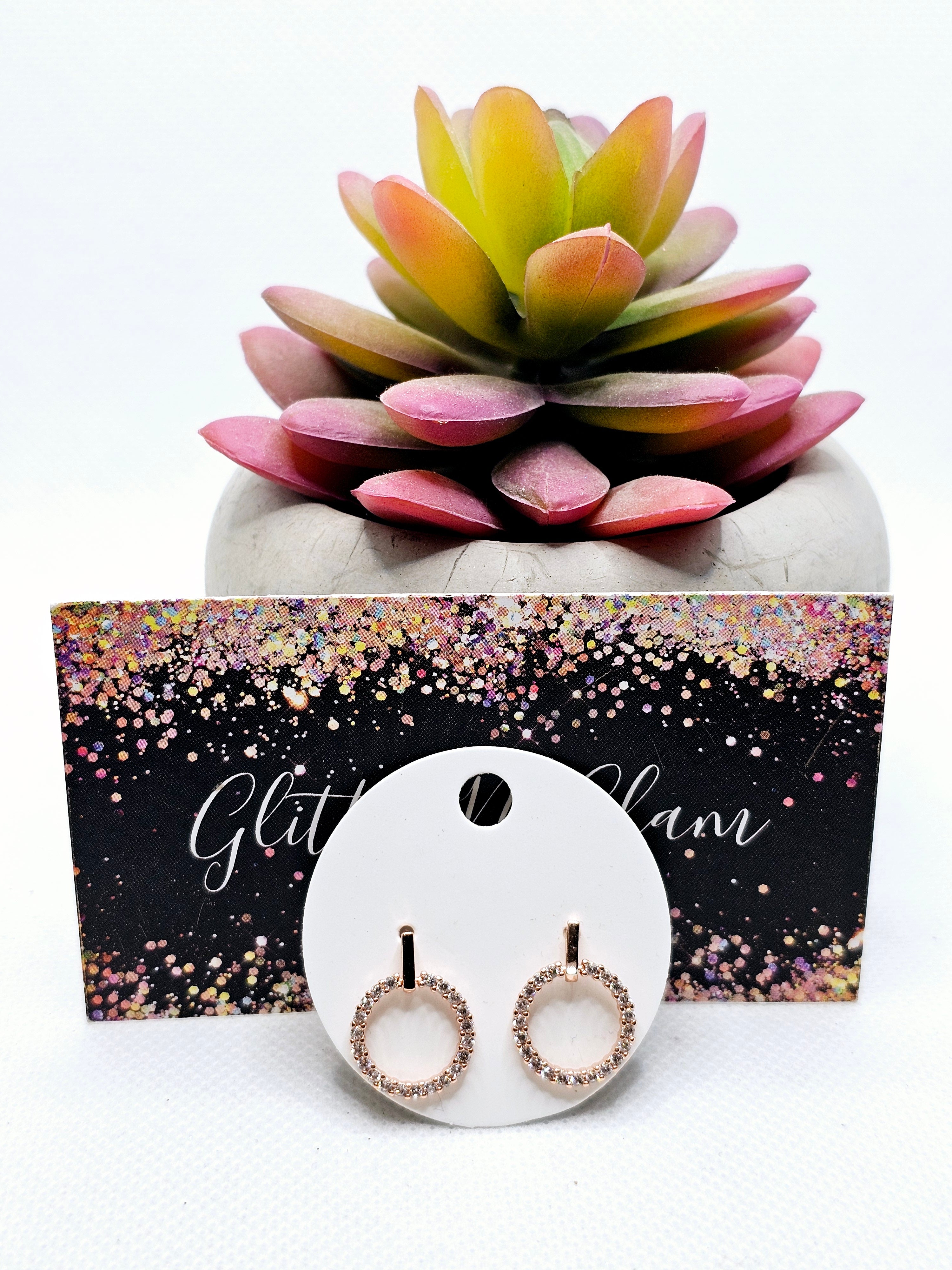 2551 Rosegold Bling Dangle Earrings