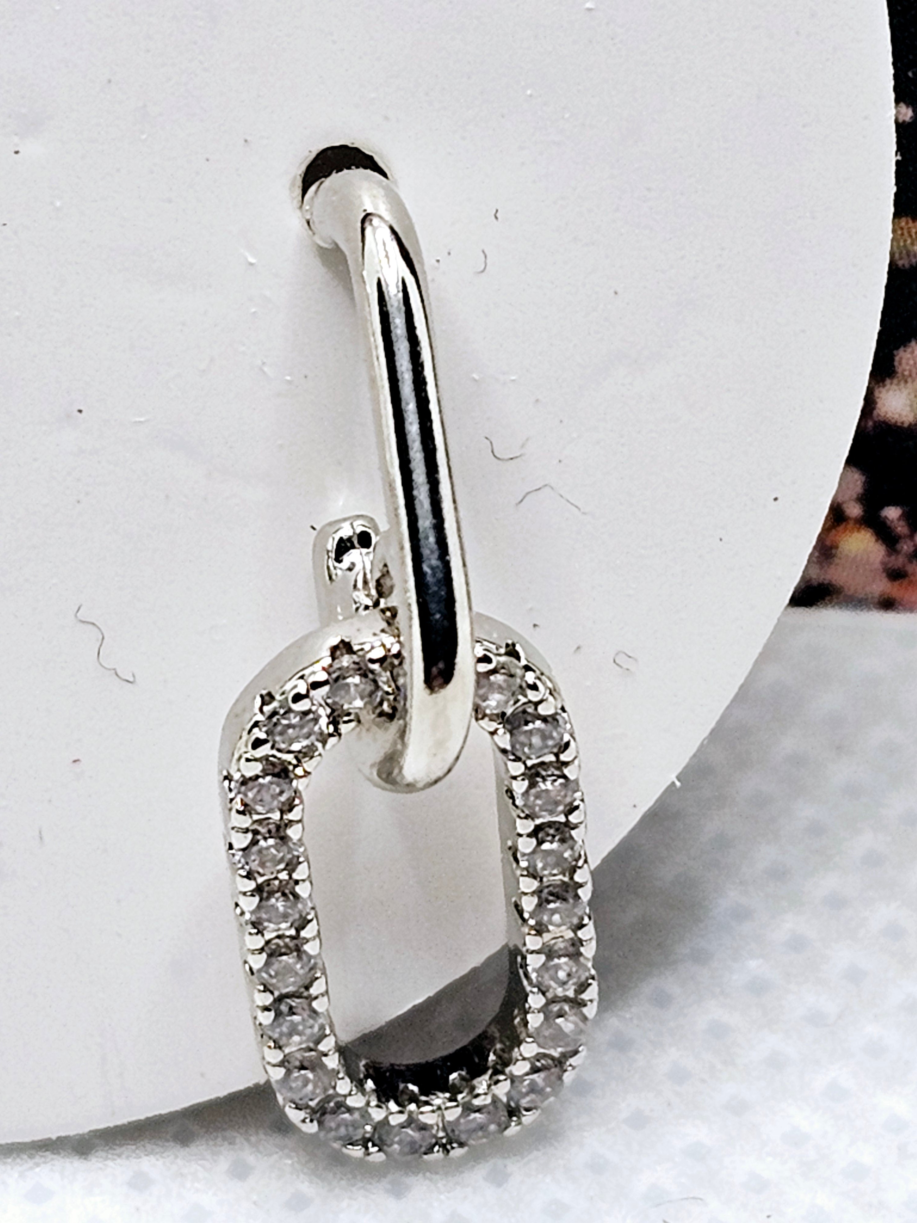 2537 Silver Dangle Earrings with Bling