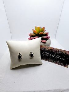 2516 Black Gem Sea Turtle Stud Earrings