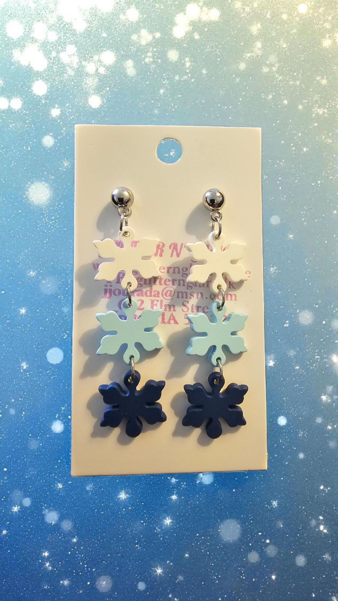 2727 Polymer Clay Blue and White Snowflakes