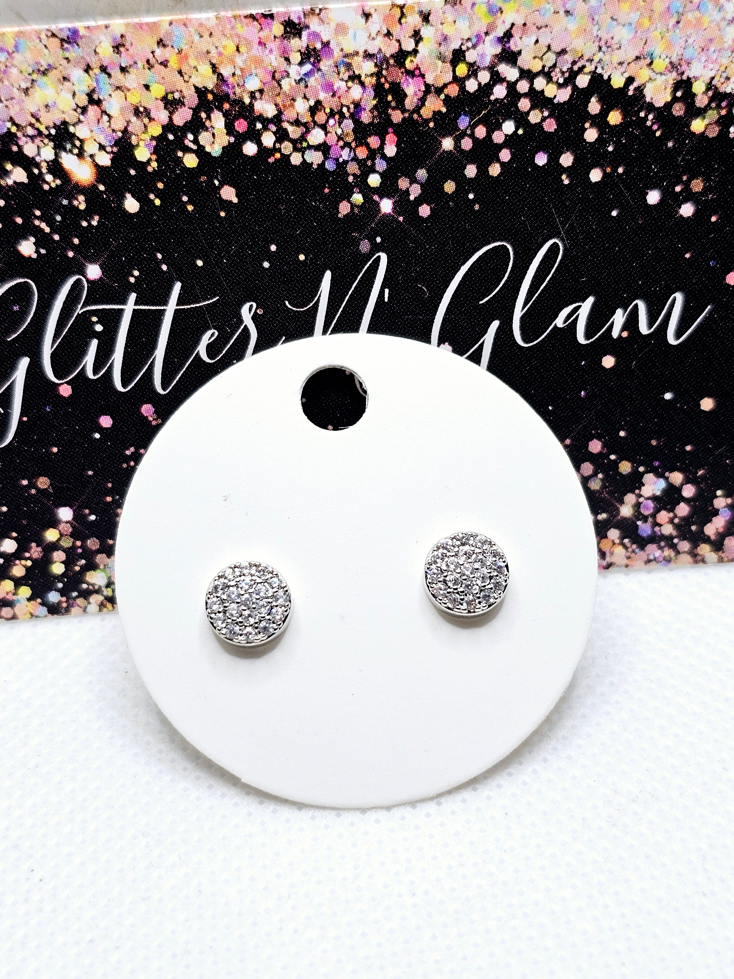 2547 Silver Mini Stud Earrings with Bling