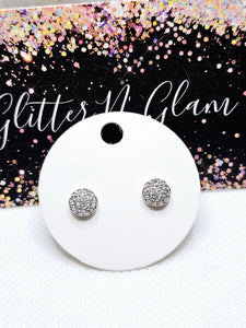 2547 Silver Mini Stud Earrings with Bling