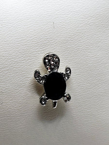 2516 Black Gem Sea Turtle Stud Earrings