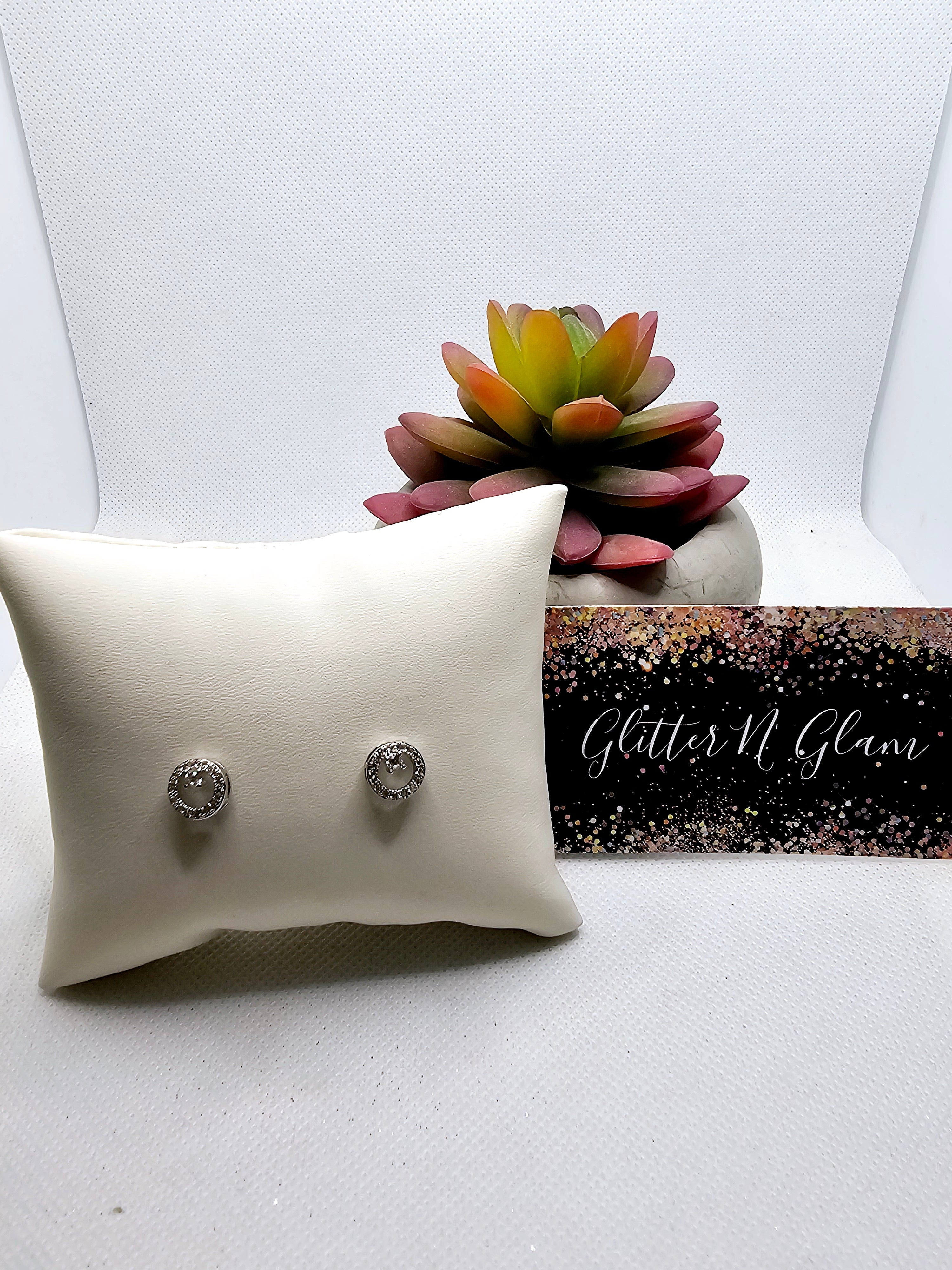 2535 Silver Bling Circle Stud Earrings