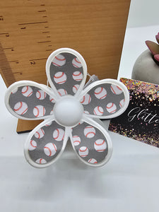 2623 Baseball Flower Hair Claw Clip