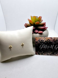 2575 Gold Cross Stud Earrings with Bling