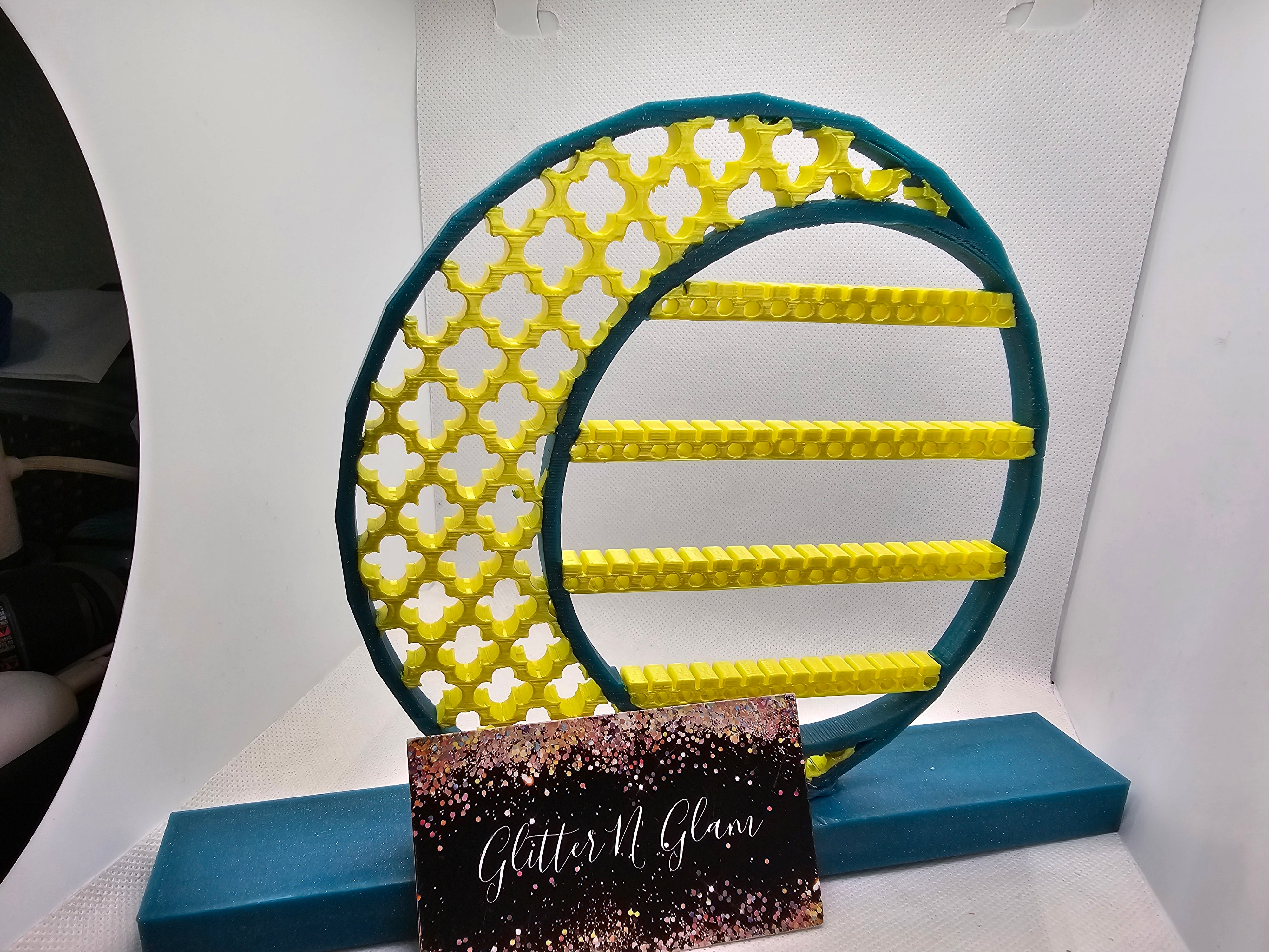 3D Teal/Yellow Moon Earring Holder