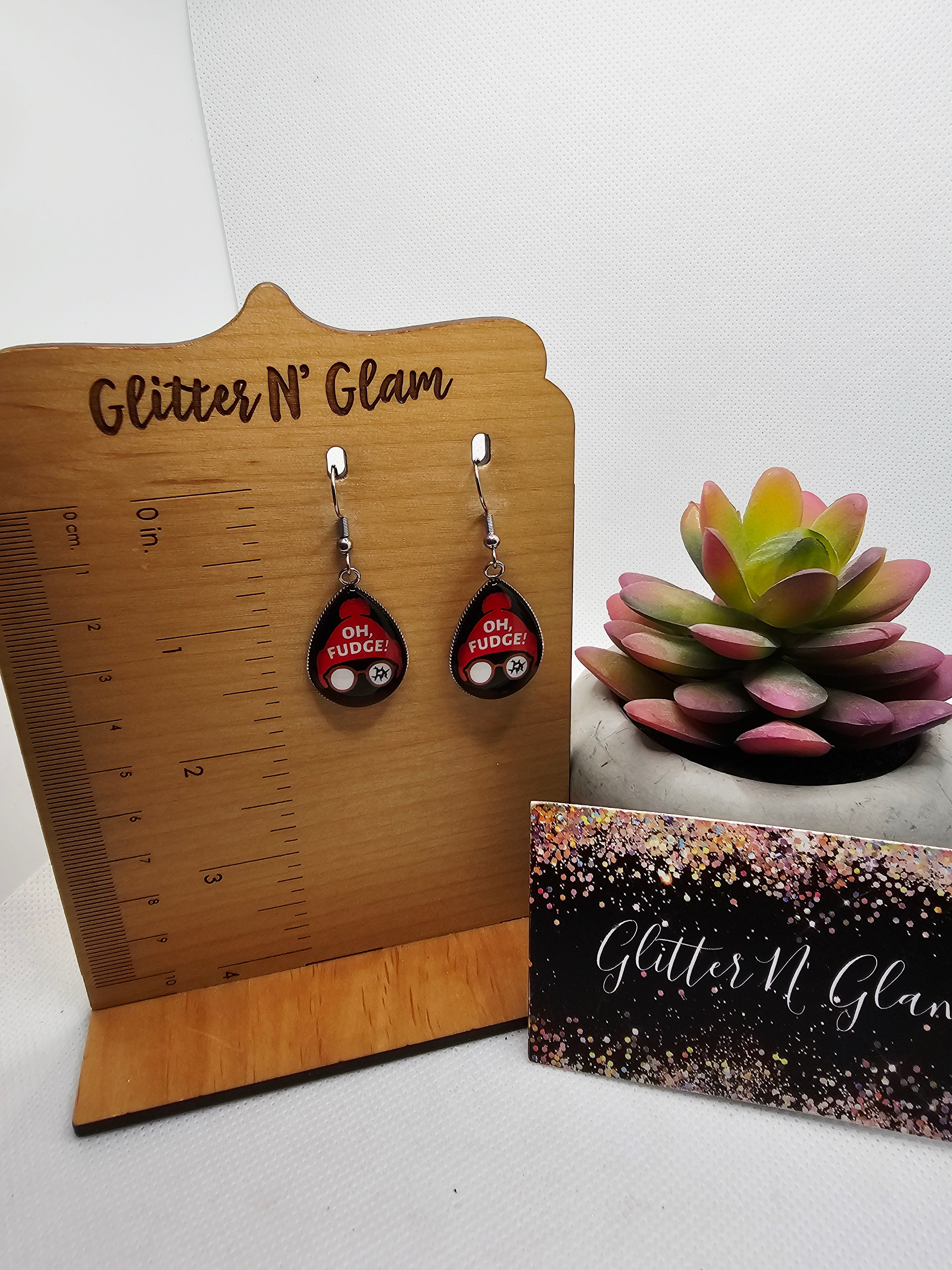 2711 "OH FUDGE" Dangle Earrings