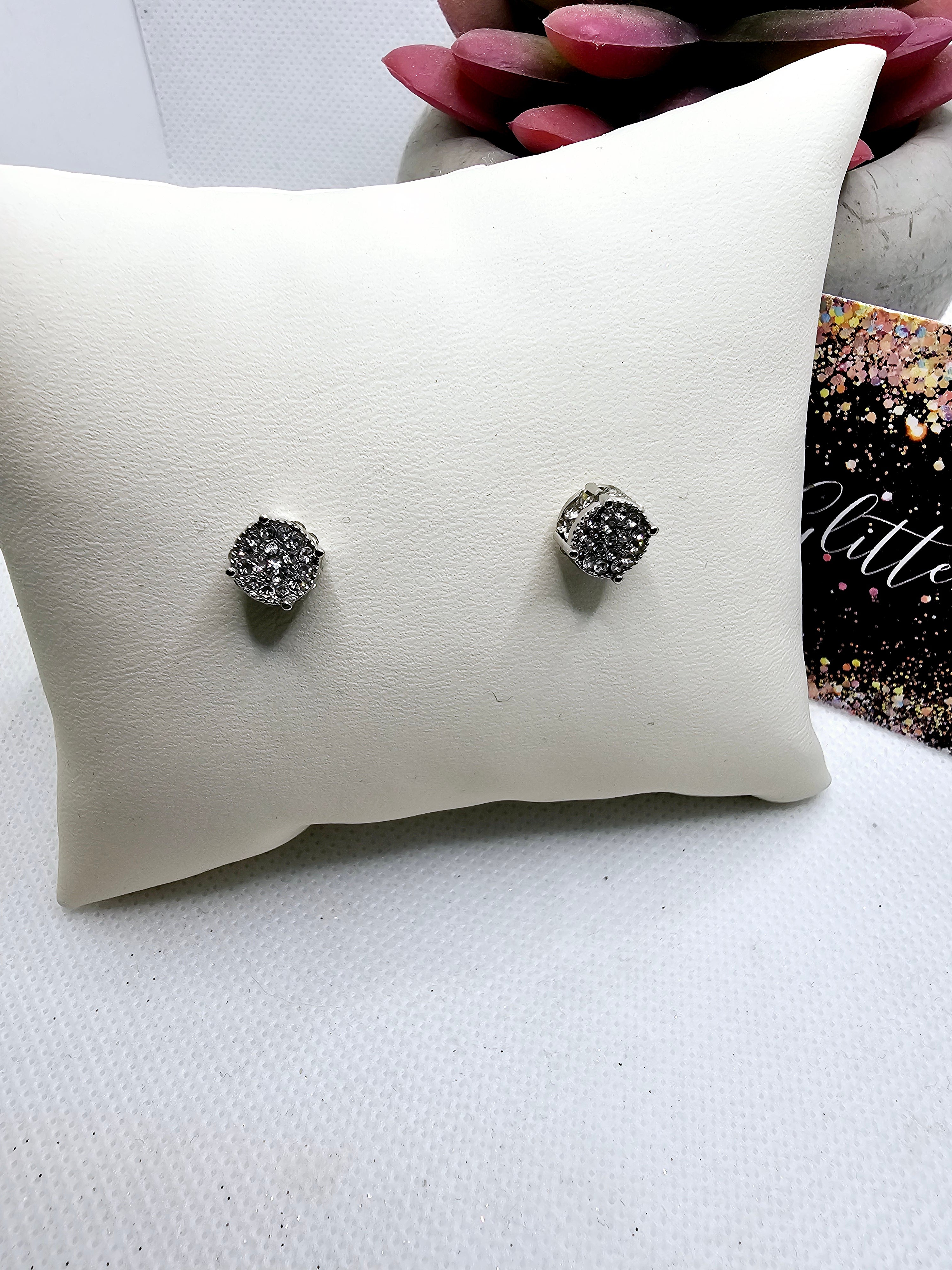 2593 Silver Bling Stud Earrings
