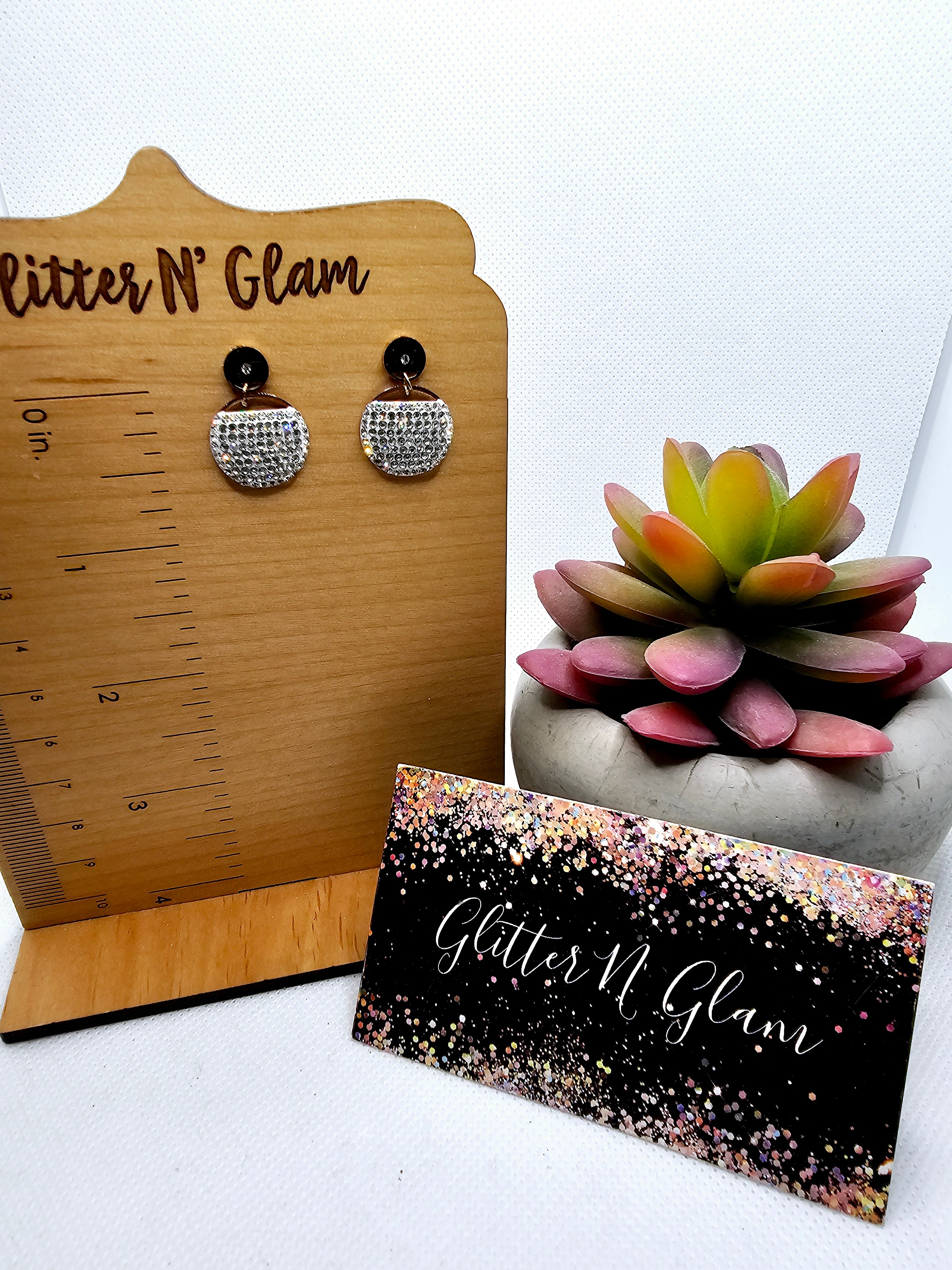 2586 Rosegold and Bling Dangle Earrings