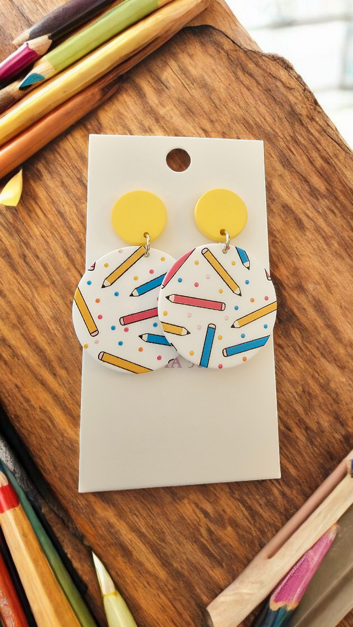 2725 Polymer Clay Pencil (teacher) Dangle Earrings
