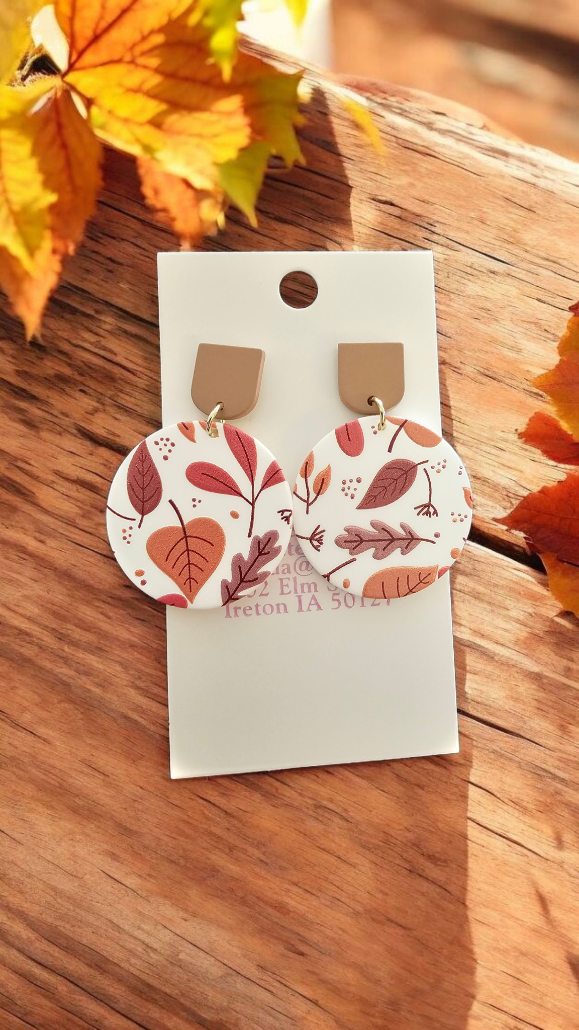 2726 Polymer Clay Falling Leaves Dangle Earrings