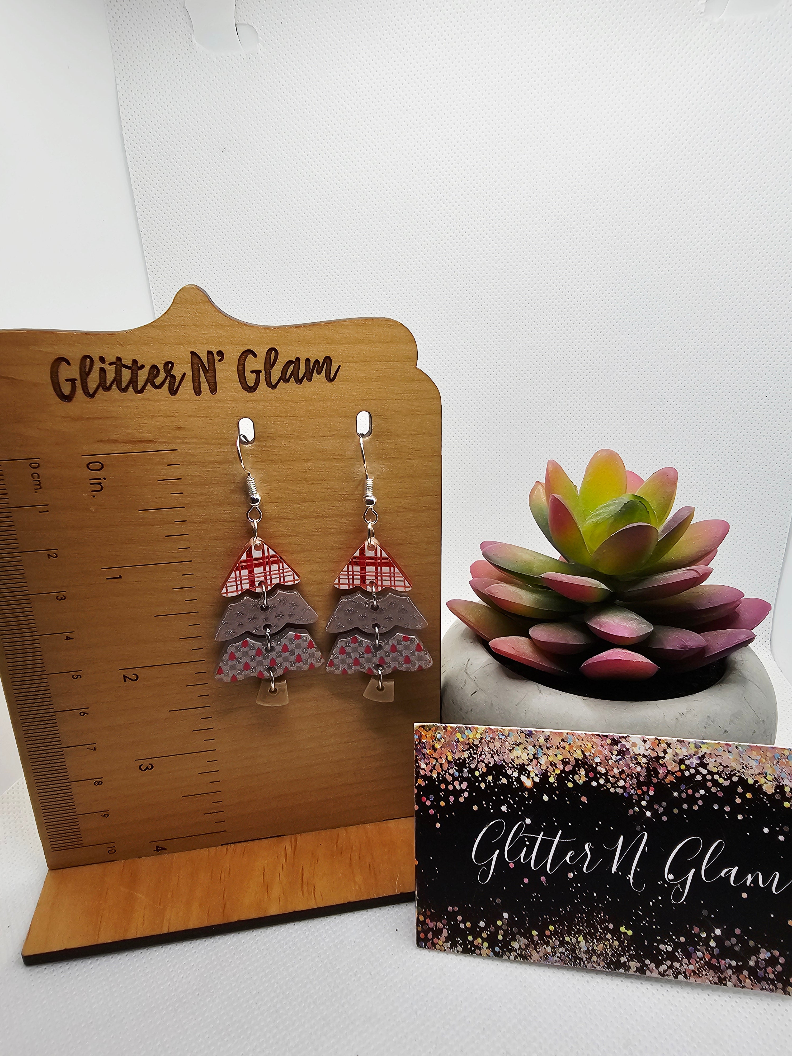 2712 Resin Holiday Tree Dangle Earrings