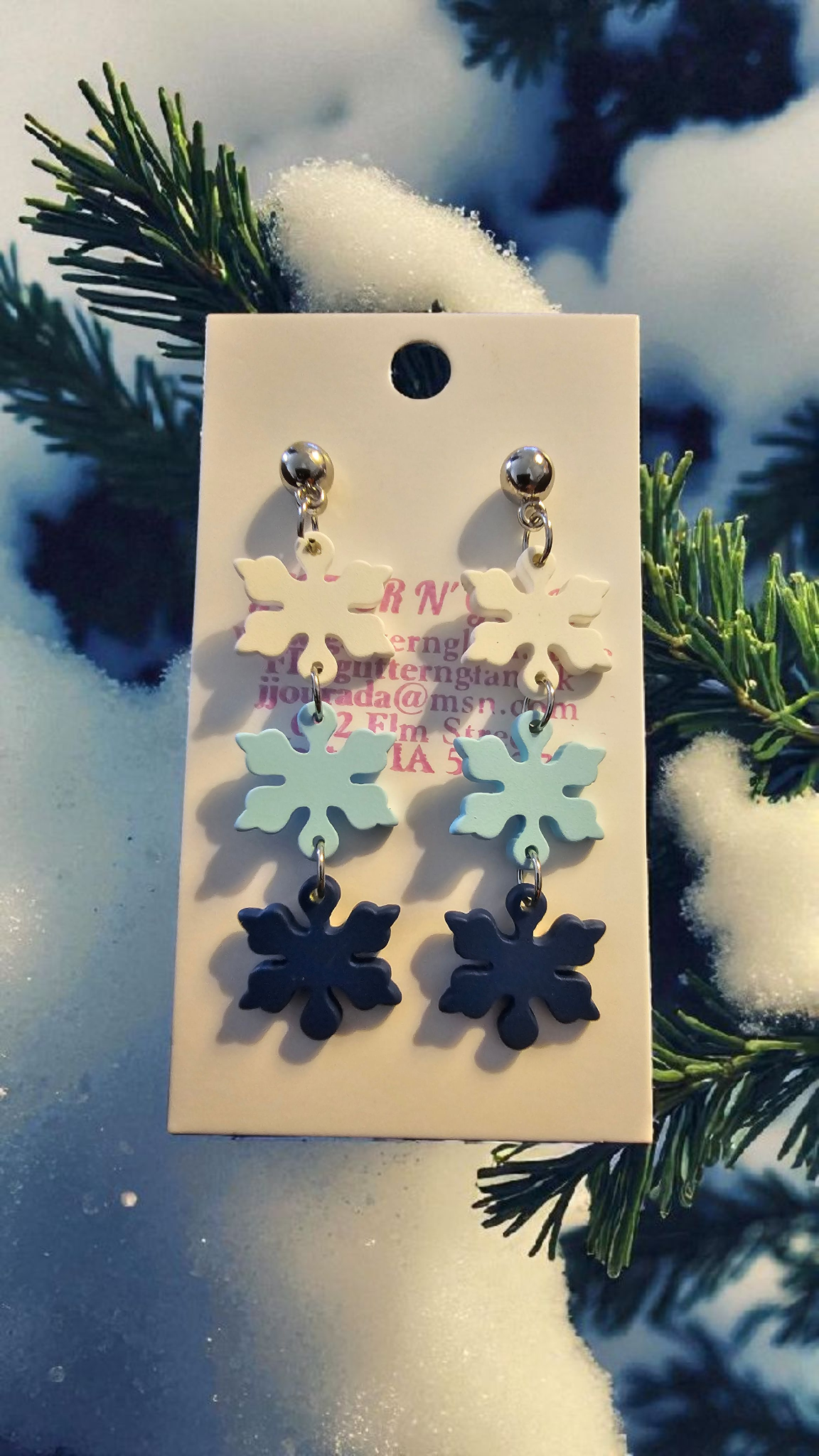 2727 Polymer Clay Blue and White Snowflakes