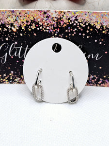 2537 Silver Dangle Earrings with Bling