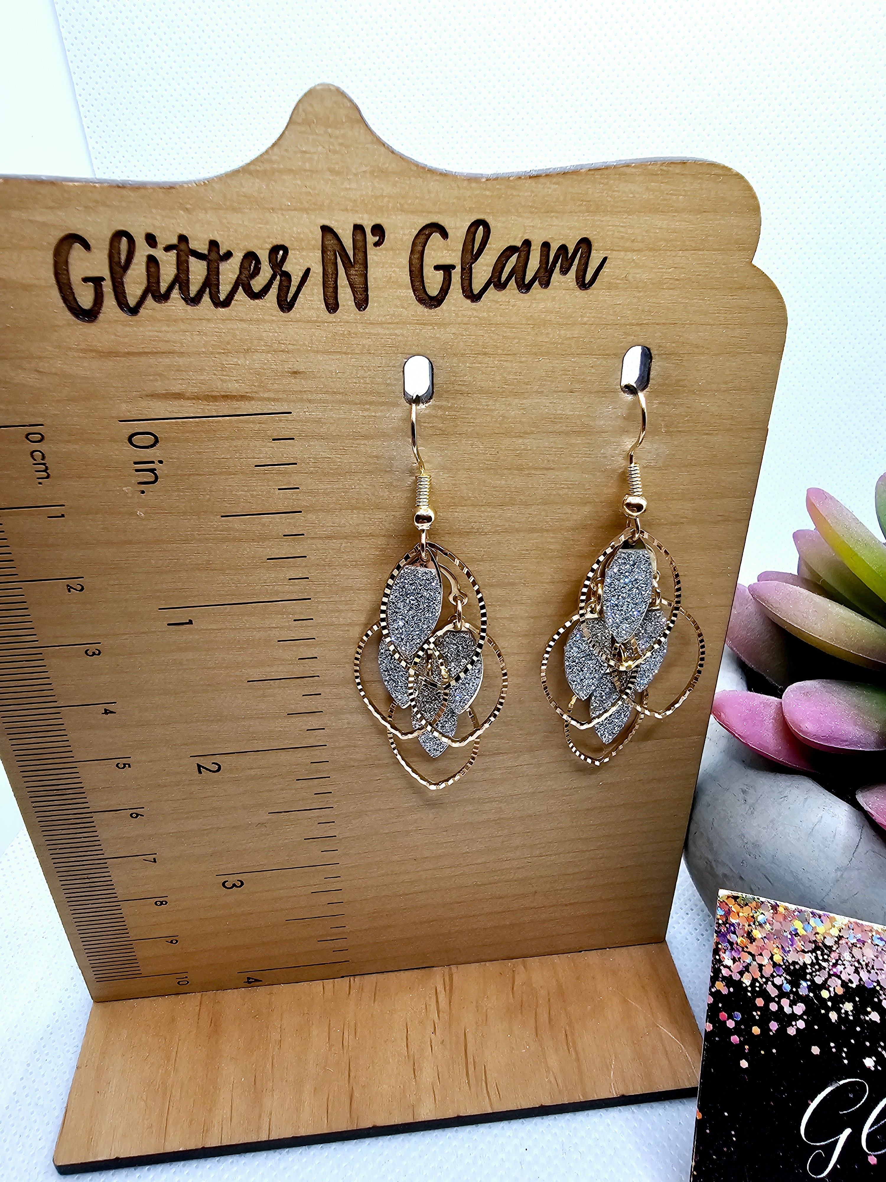 2989 Gold and Silver Dangle Earrings