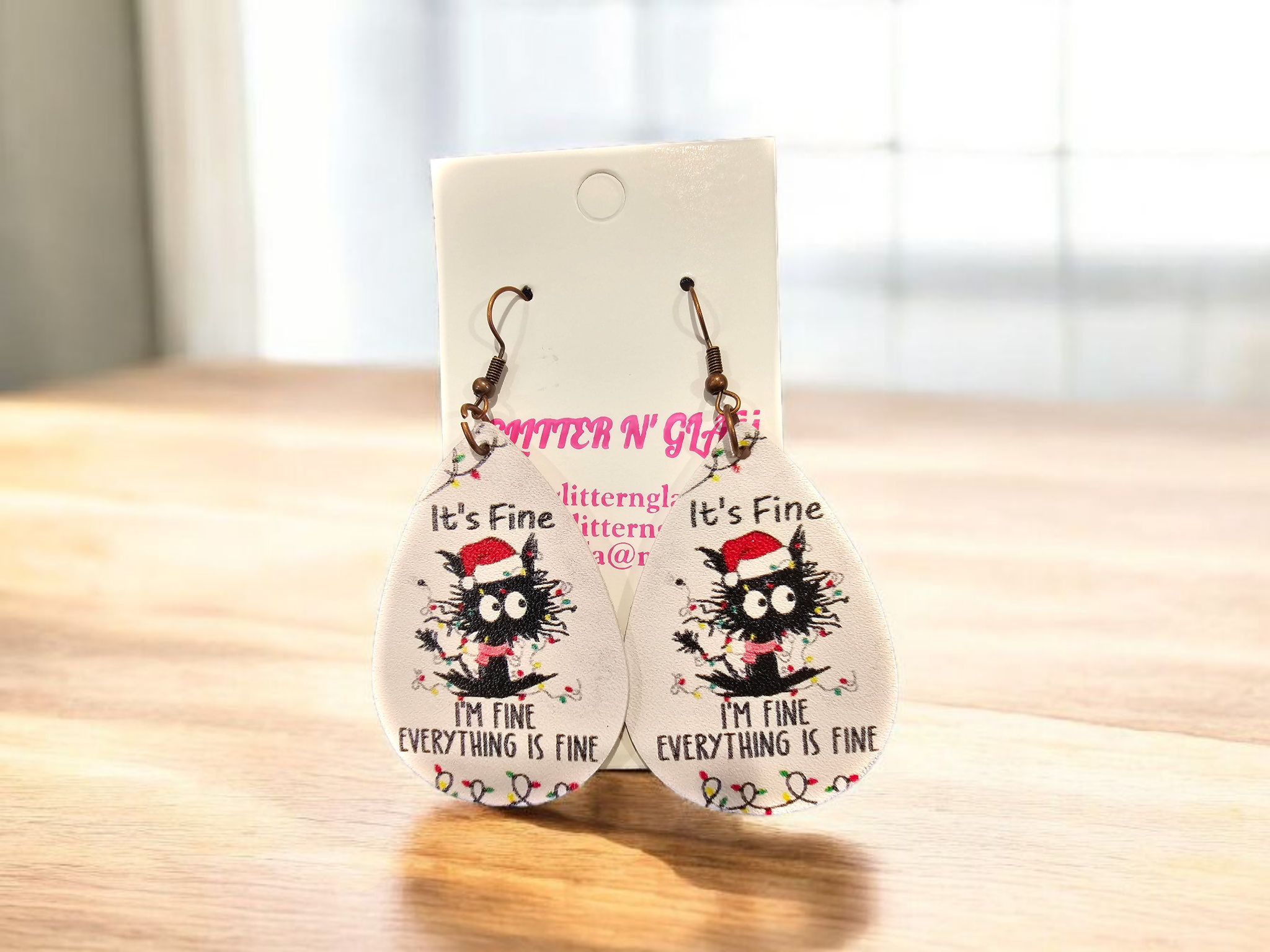 2757 It's Fine with Christmas Lights Dangle Earrings