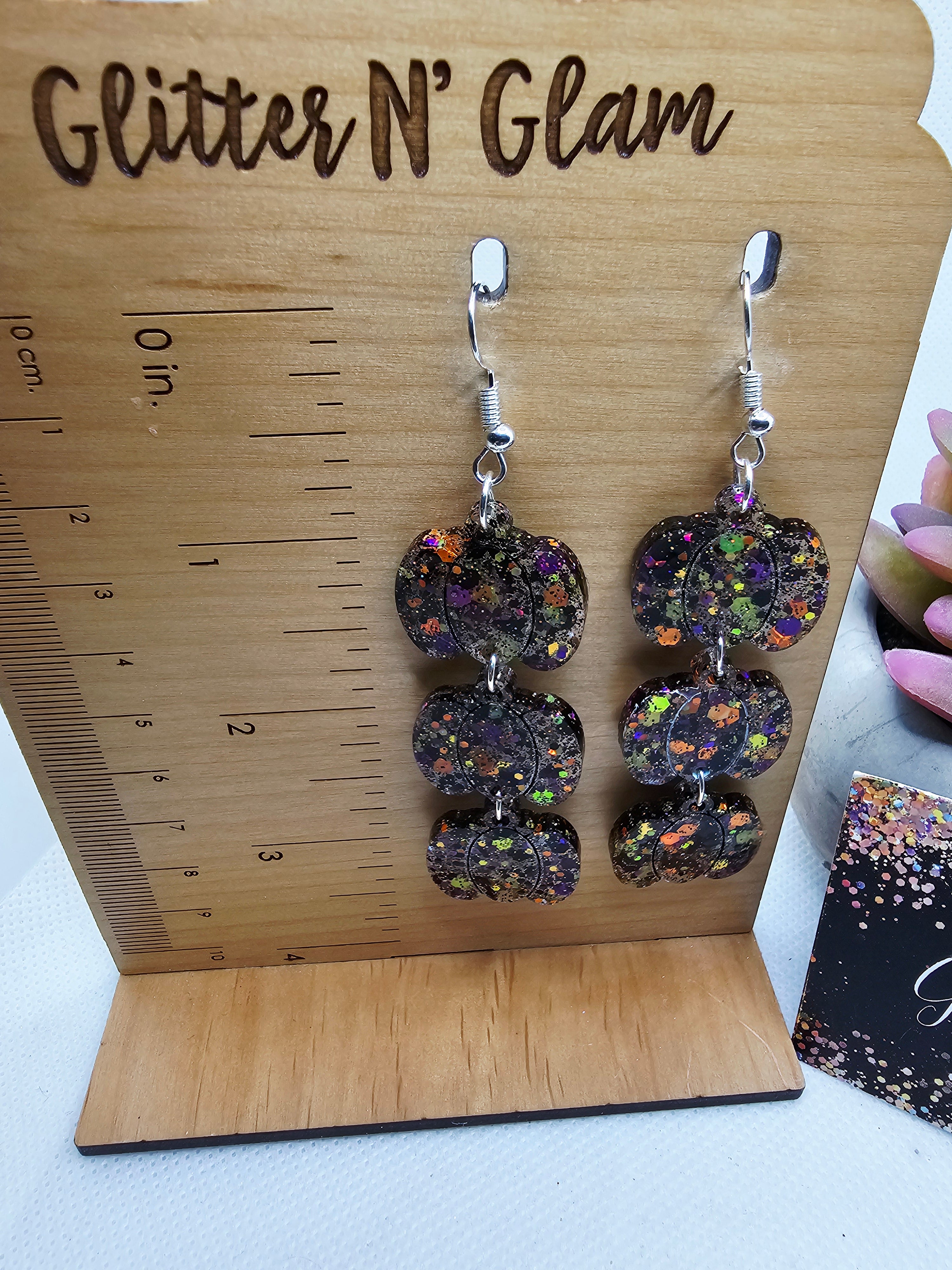 2689 Multicolored Pumpkin Dangle Earrings