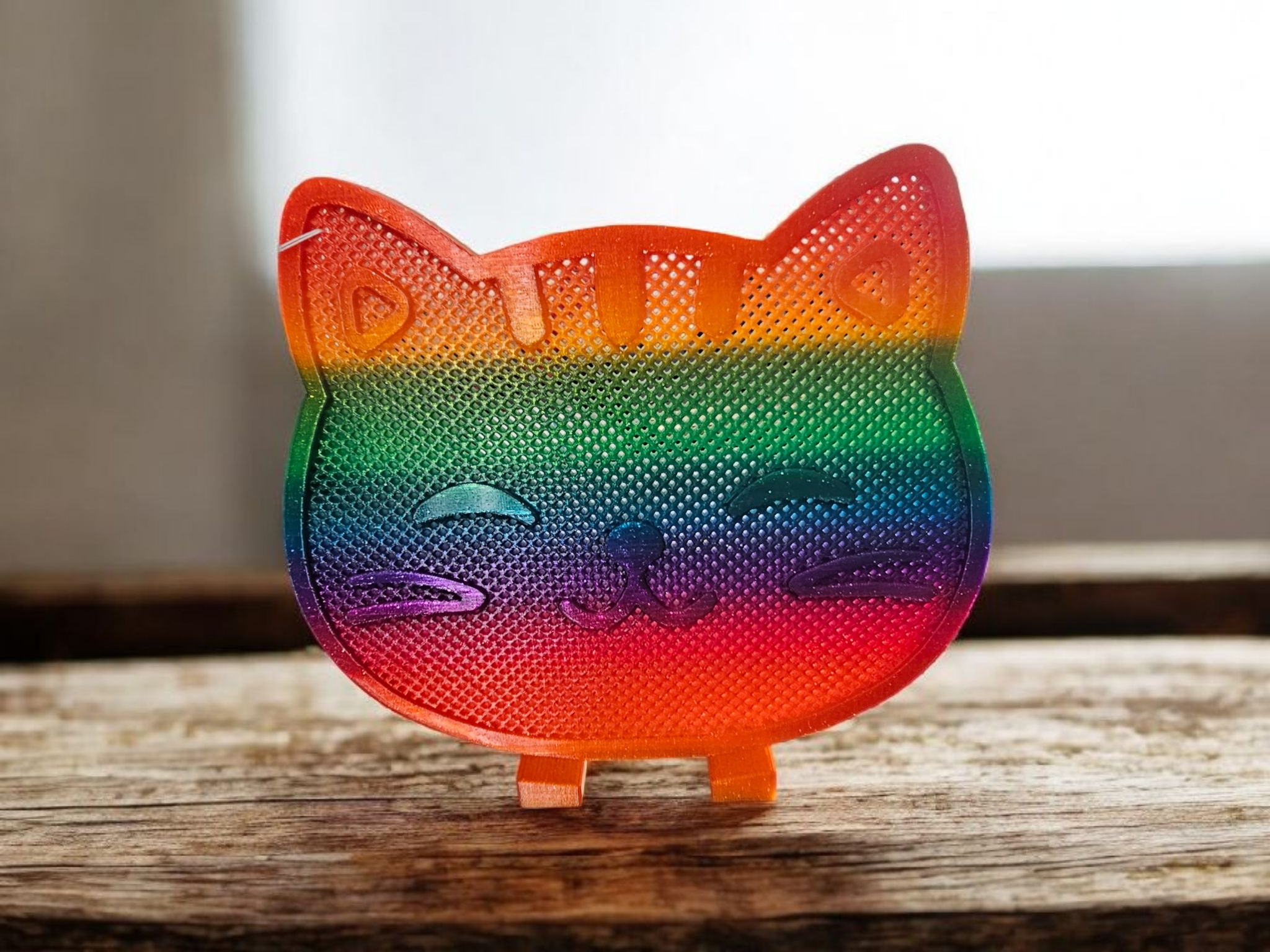 3D Sparkly Rainbow Kitty Earring Holder