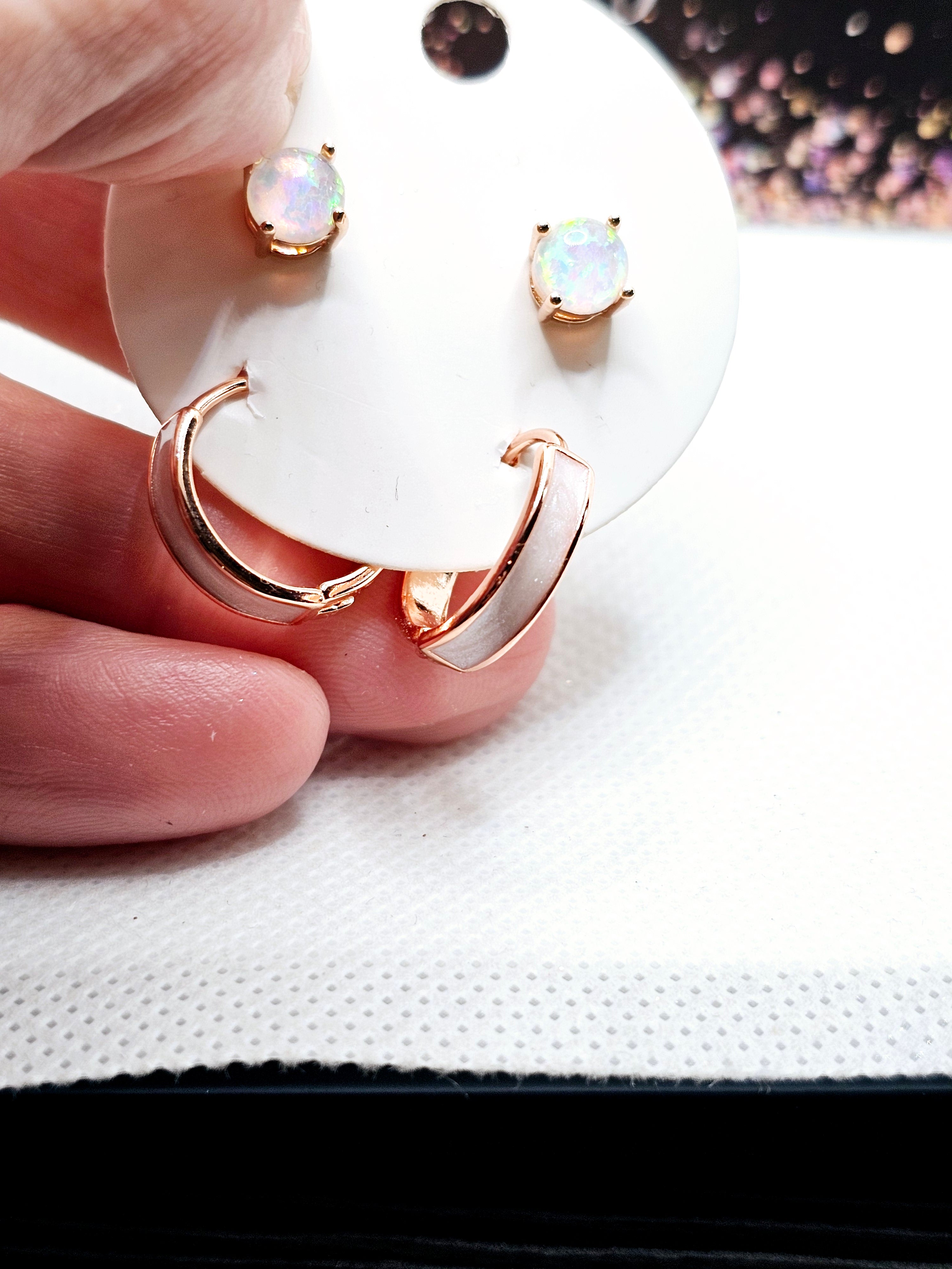 2599 Rosegold Fire Opal Bundle Stud and Hoops Set