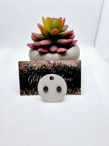 2547 Black Mini Stud Earrings with Bling