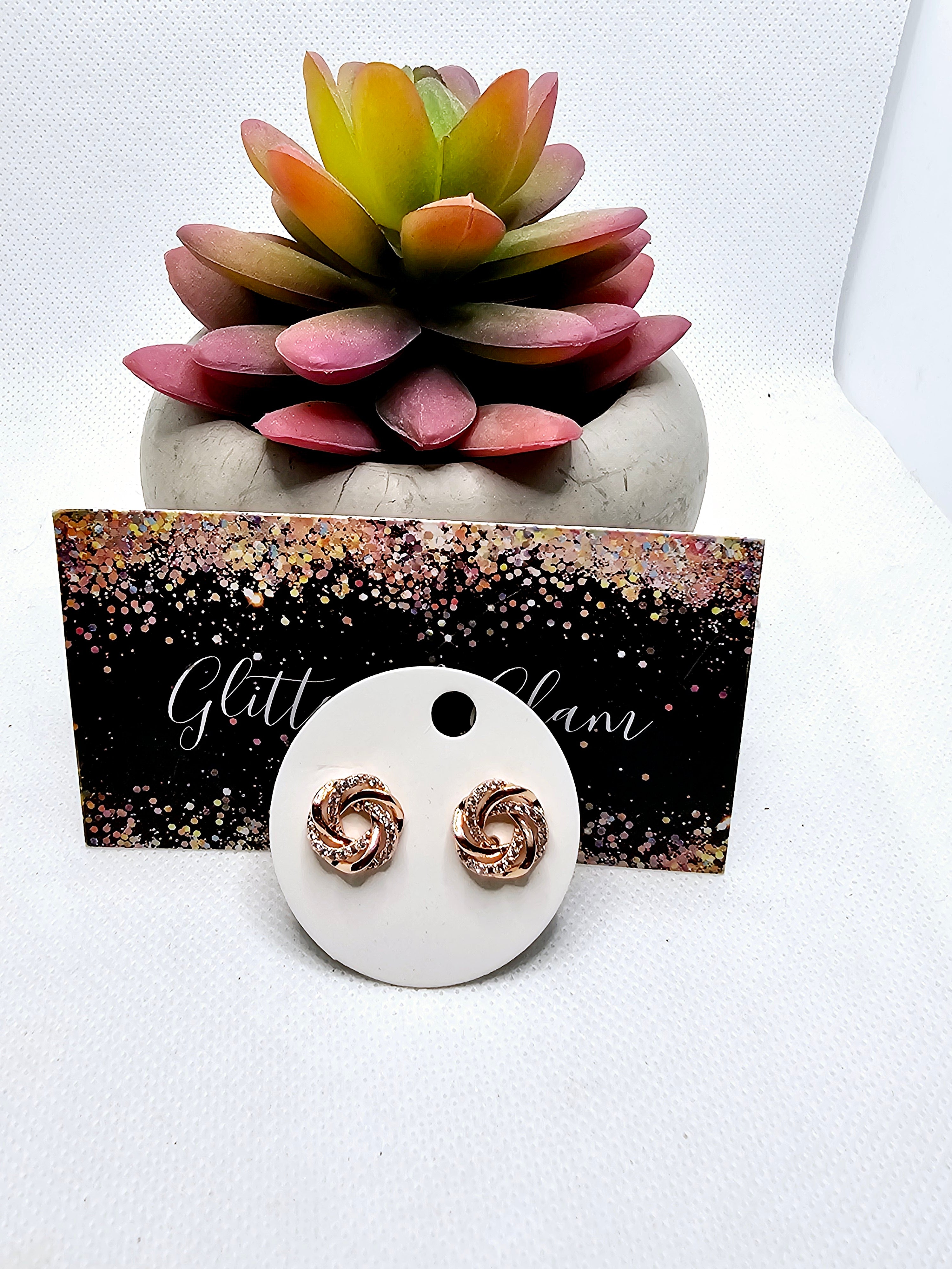 2565 Rosegold Twisted Stud Earrings