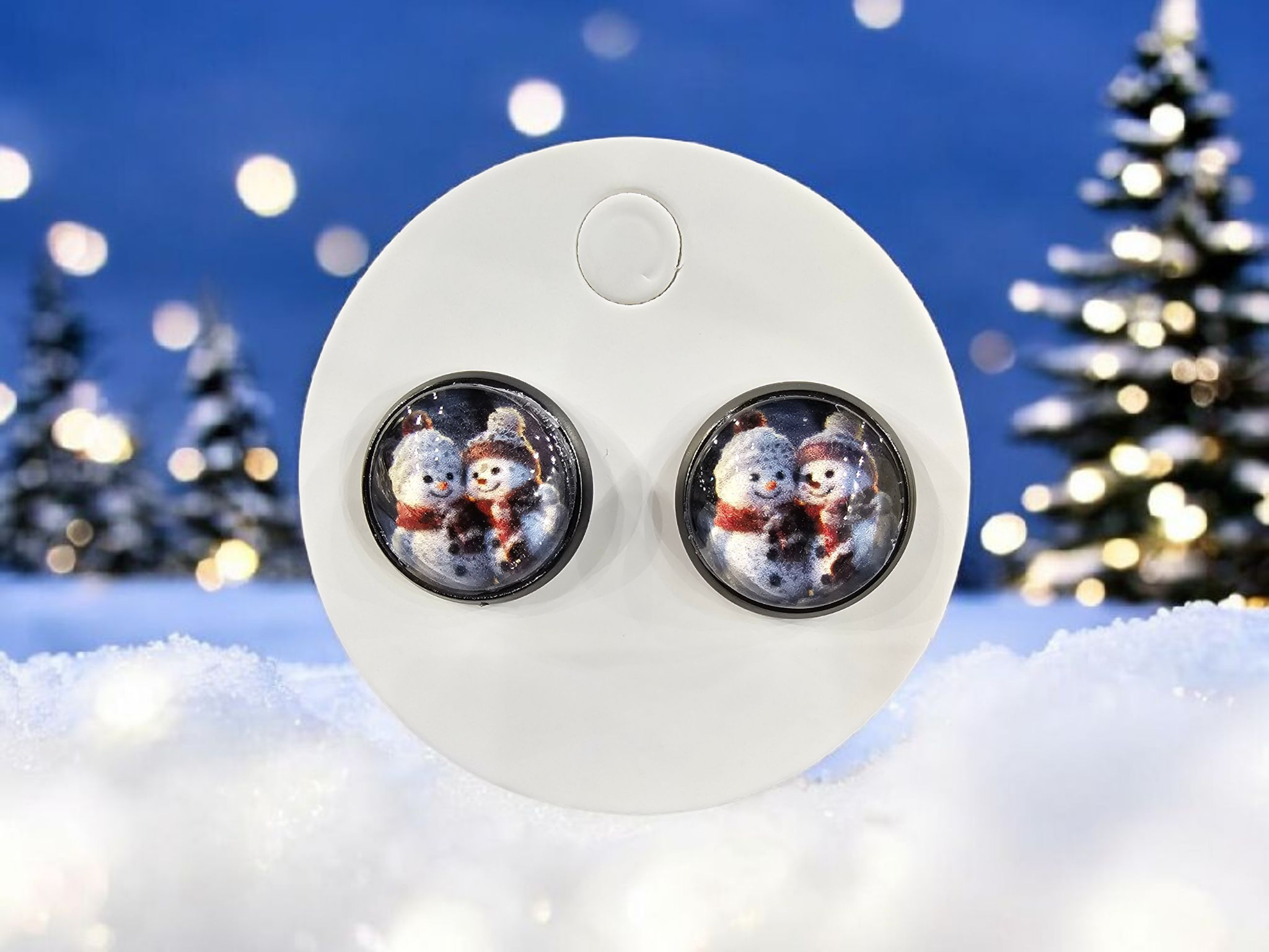 2745 Mr and Mrs Snowman Stud Earrings