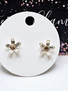2519 Silver and Gold Flower Stud Earrings