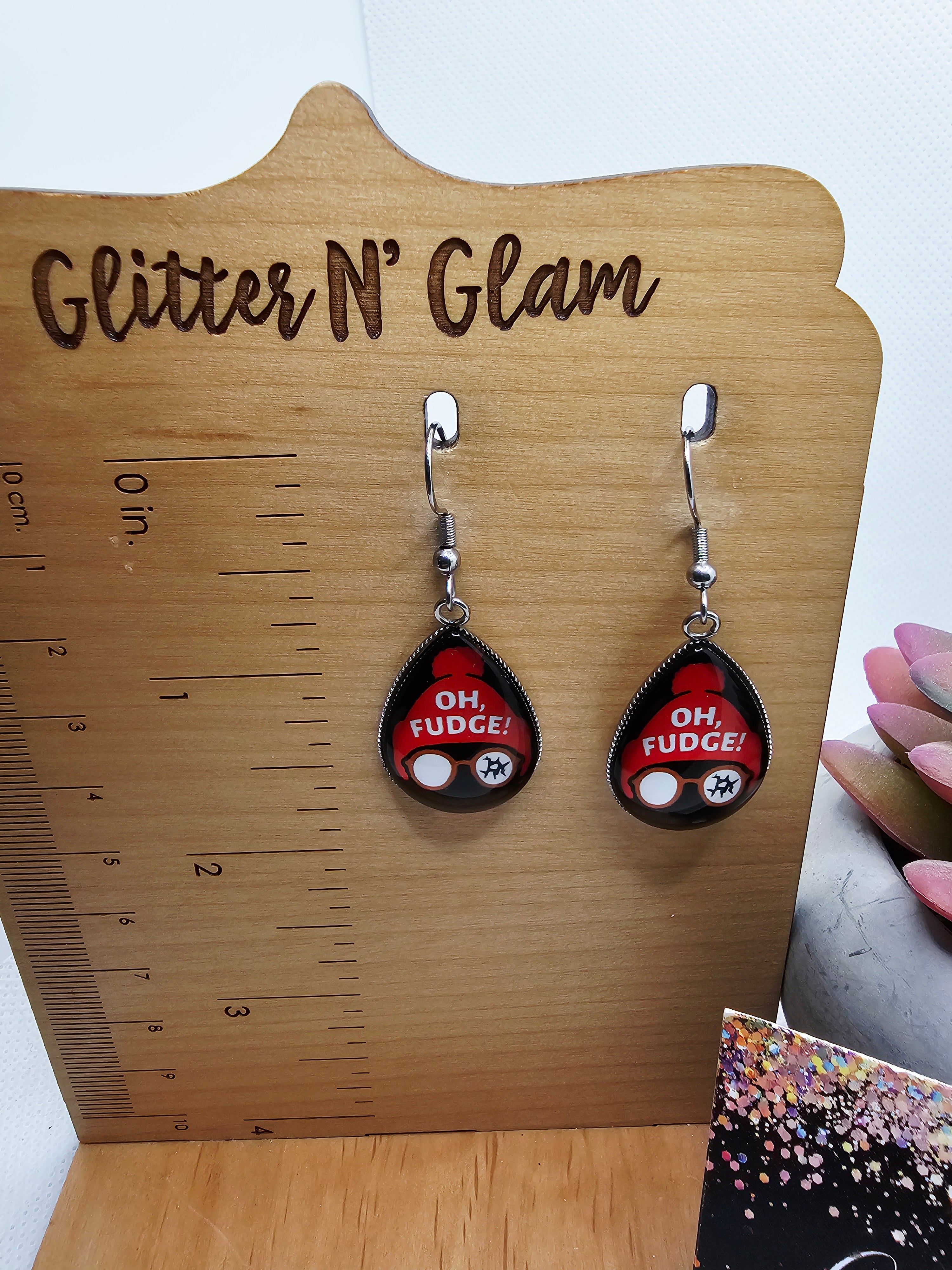 2711 "OH FUDGE" Dangle Earrings