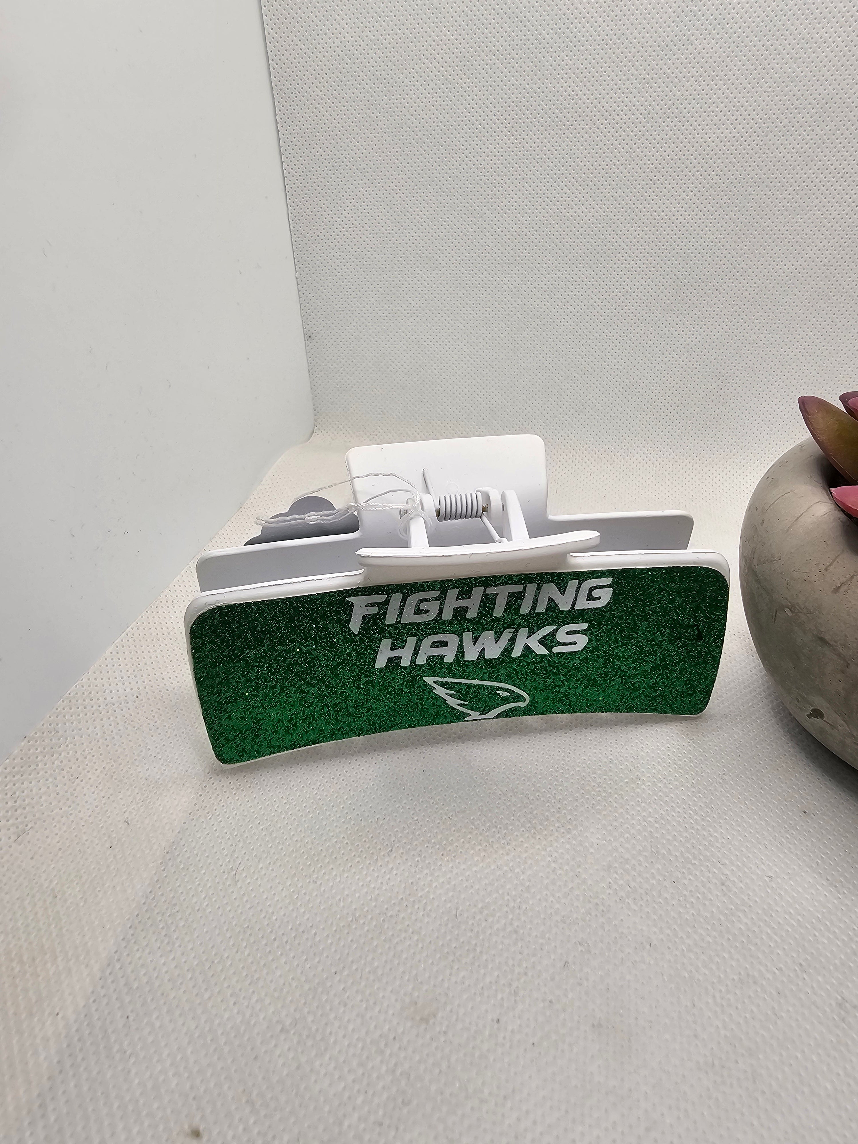 2670 Fighting Hawks Leather Hair Clip