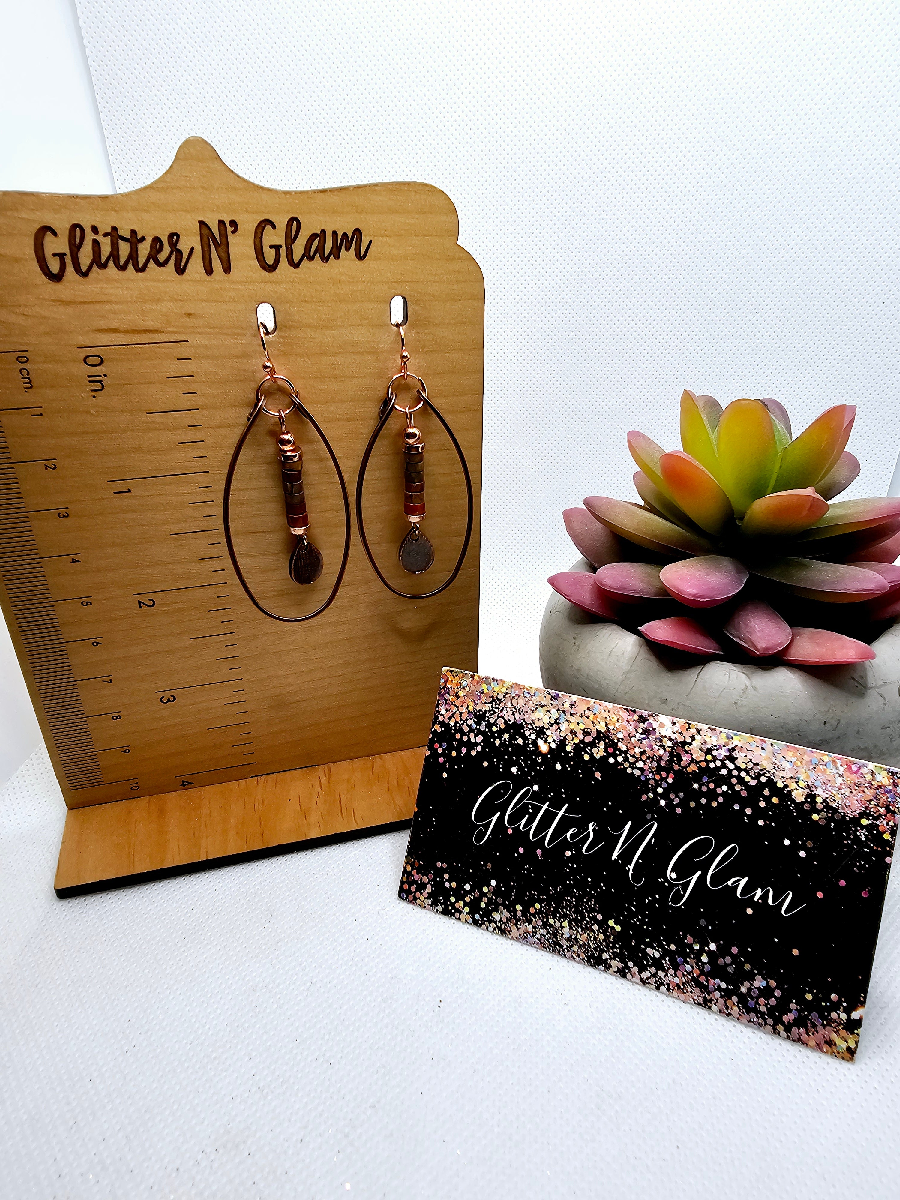 2553 Boho Rosegold with Beads Dangle Earrings