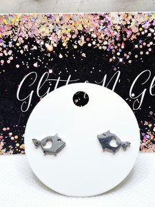 2520 Silver Pig Stud Earrings