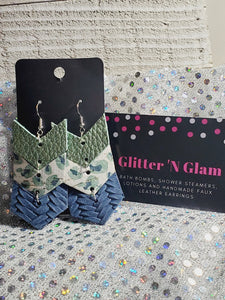 421 Blue, Floral and Green Arrow Dangle Earrings