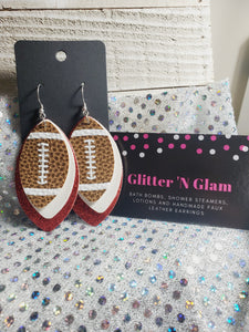 411 Red, white and Football Dangle Earrings