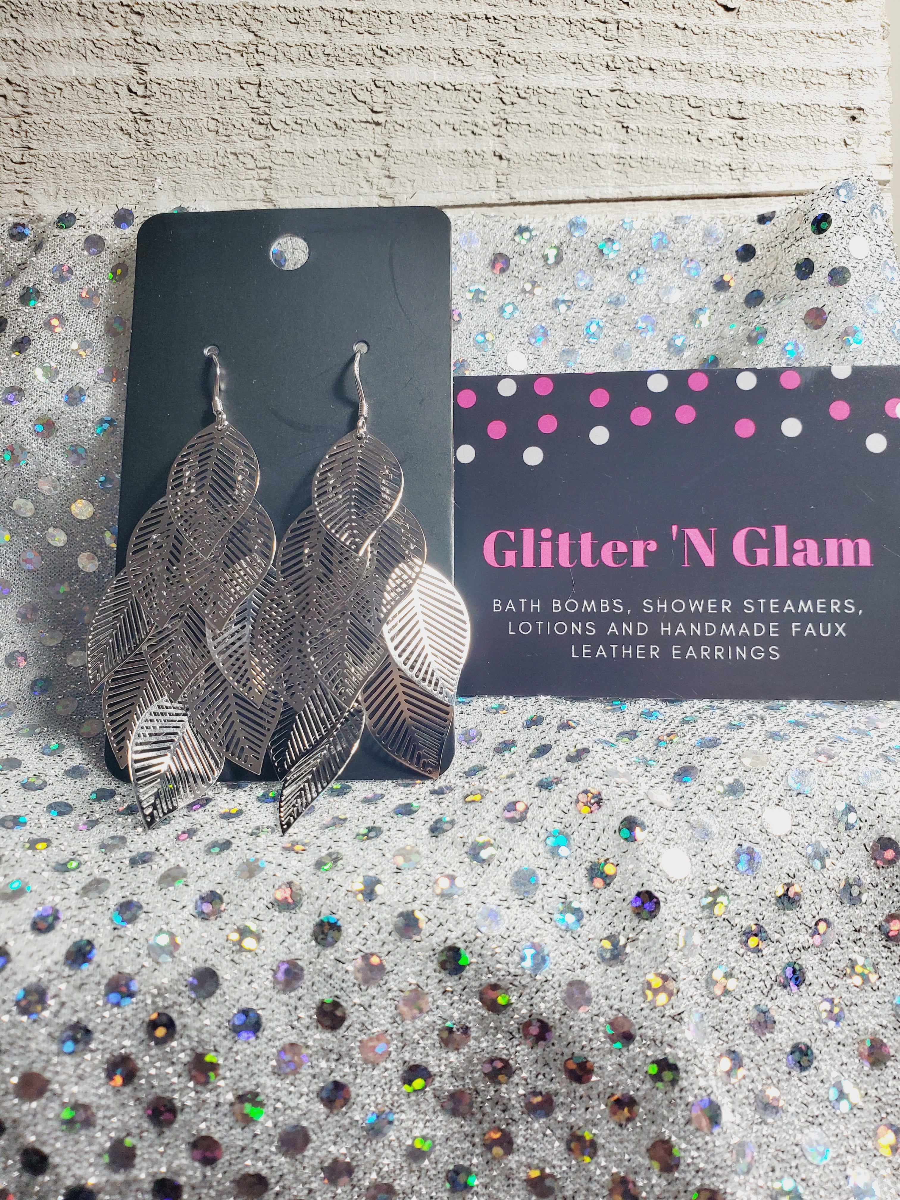 120 Big Silver Multiple Leaves Dangle Earrings