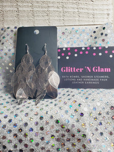 120 Big Silver Multiple Leaves Dangle Earrings