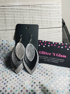 207 Three Layer Oblong Shaped Dangle Earrings