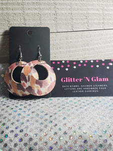 343 Multi-Colored Open Circle Cork Leather Dangle Earrings