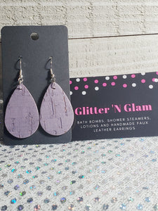 326 Small Lilac Purple Cork Dangle Earrings